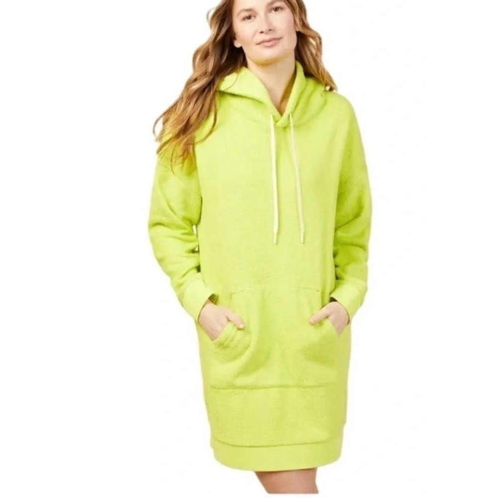 New Outerknown Coverup Swim Dress Women Small Neon Green Hood Terrycloth Beach